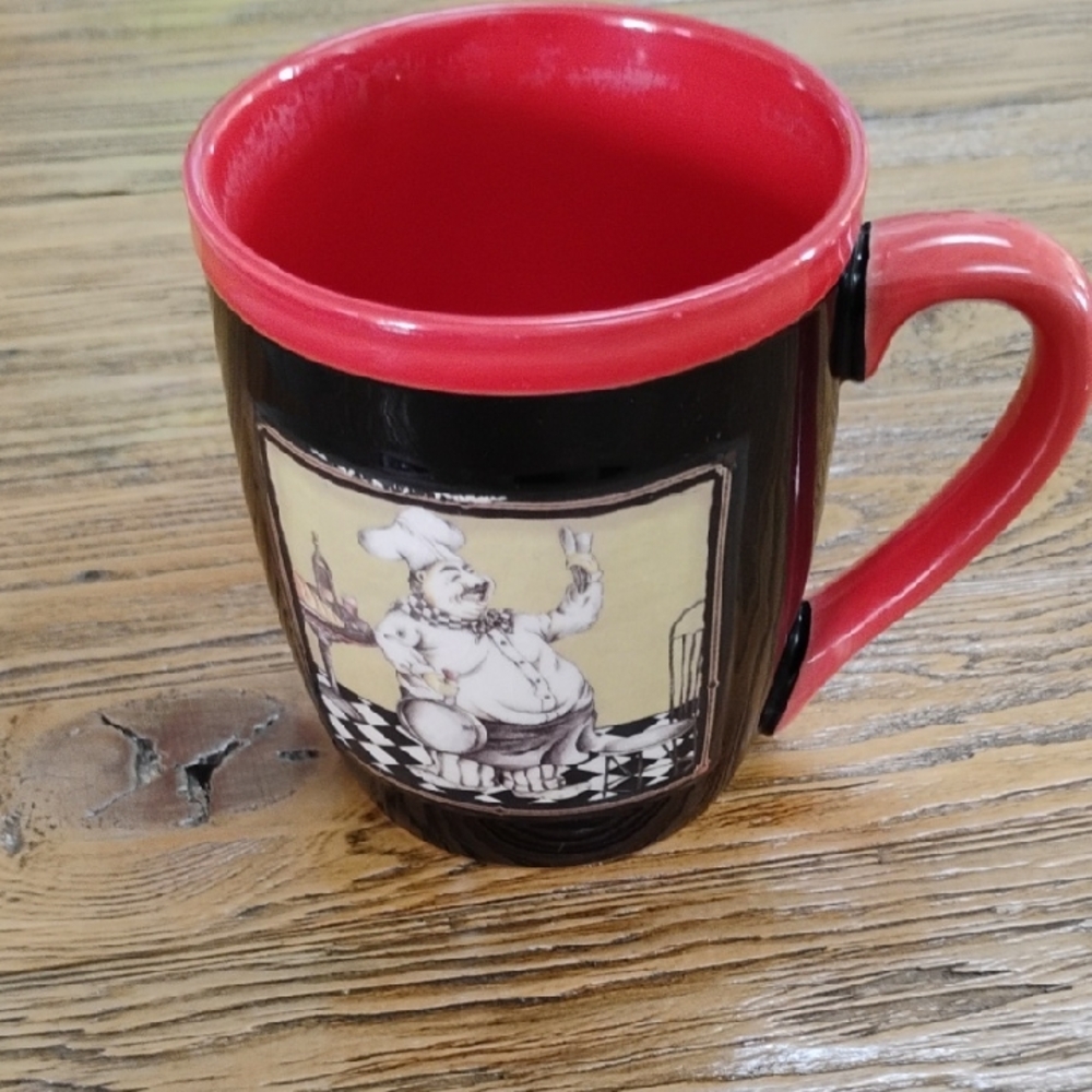 Fat Chef Black And Red Mug 16 Oz